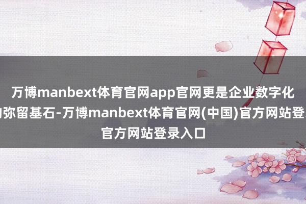 万博manbext体育官网app官网更是企业数字化转型的弥留基石-万博manbext体育官网(中国)官方网站登录入口