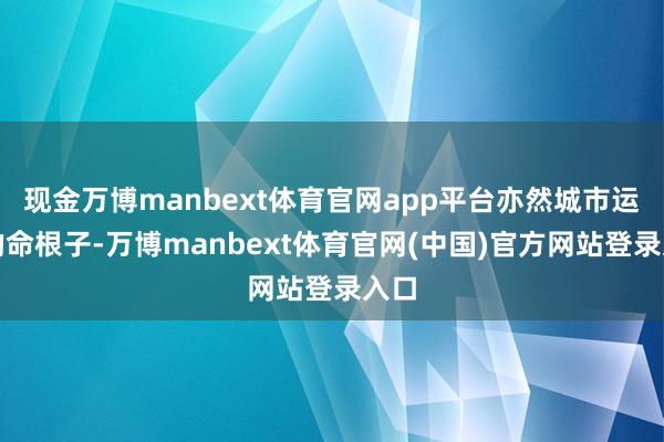 现金万博manbext体育官网app平台亦然城市运行的命根子-万博manbext体育官网(中国)官方网站登录入口